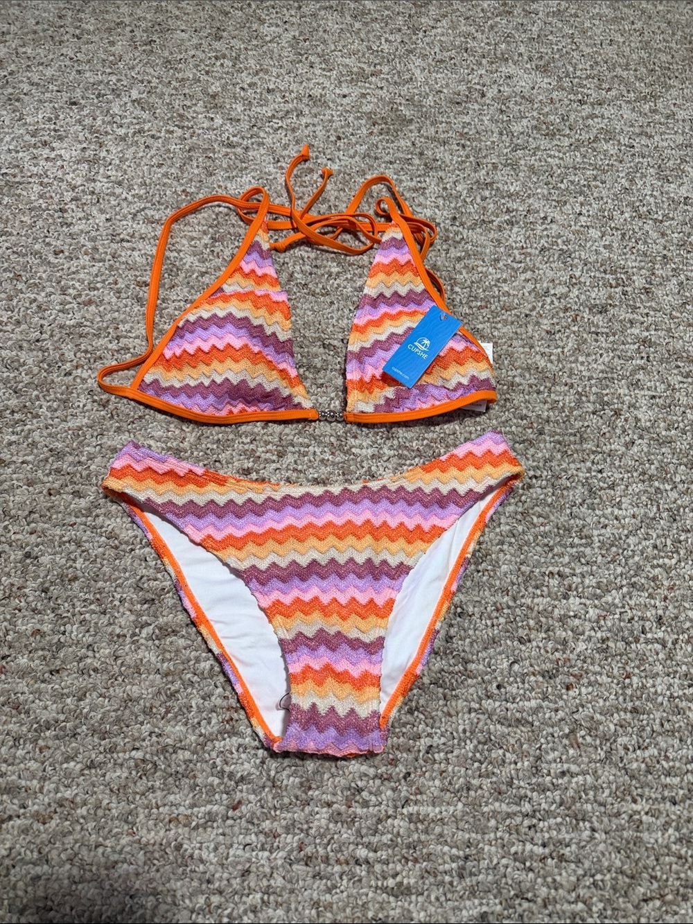 CUPSHE women’s Orange Zigzag Two-Piece Swim Set